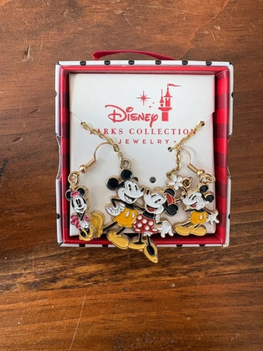 Disney Parks Collection Jewelry Mickey & Minnie Mouse Necklace & Earring Set